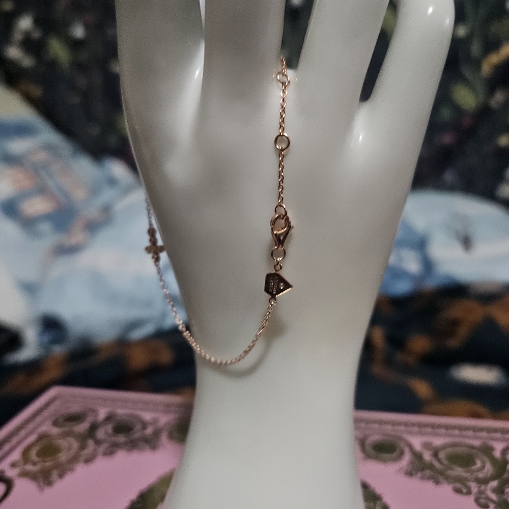 Ashley Bridget Elegant Rose Gold Bracelet with Cross Charm 925 Silver - Picture 3 of 3